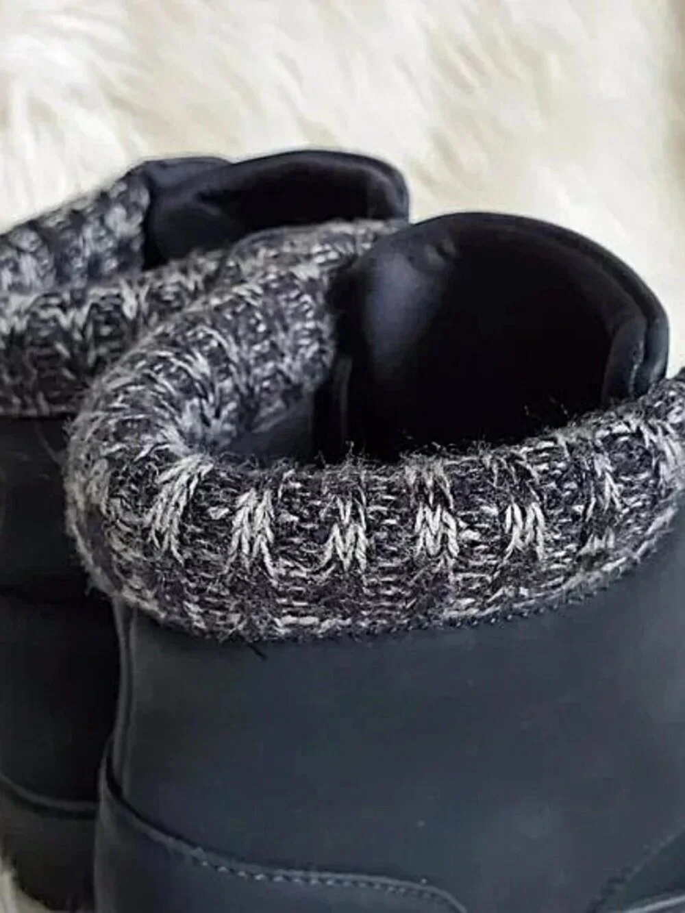 London Rag Black Nolan Lace Up Knitted Sweater Cuff Combat Boots SZ 8